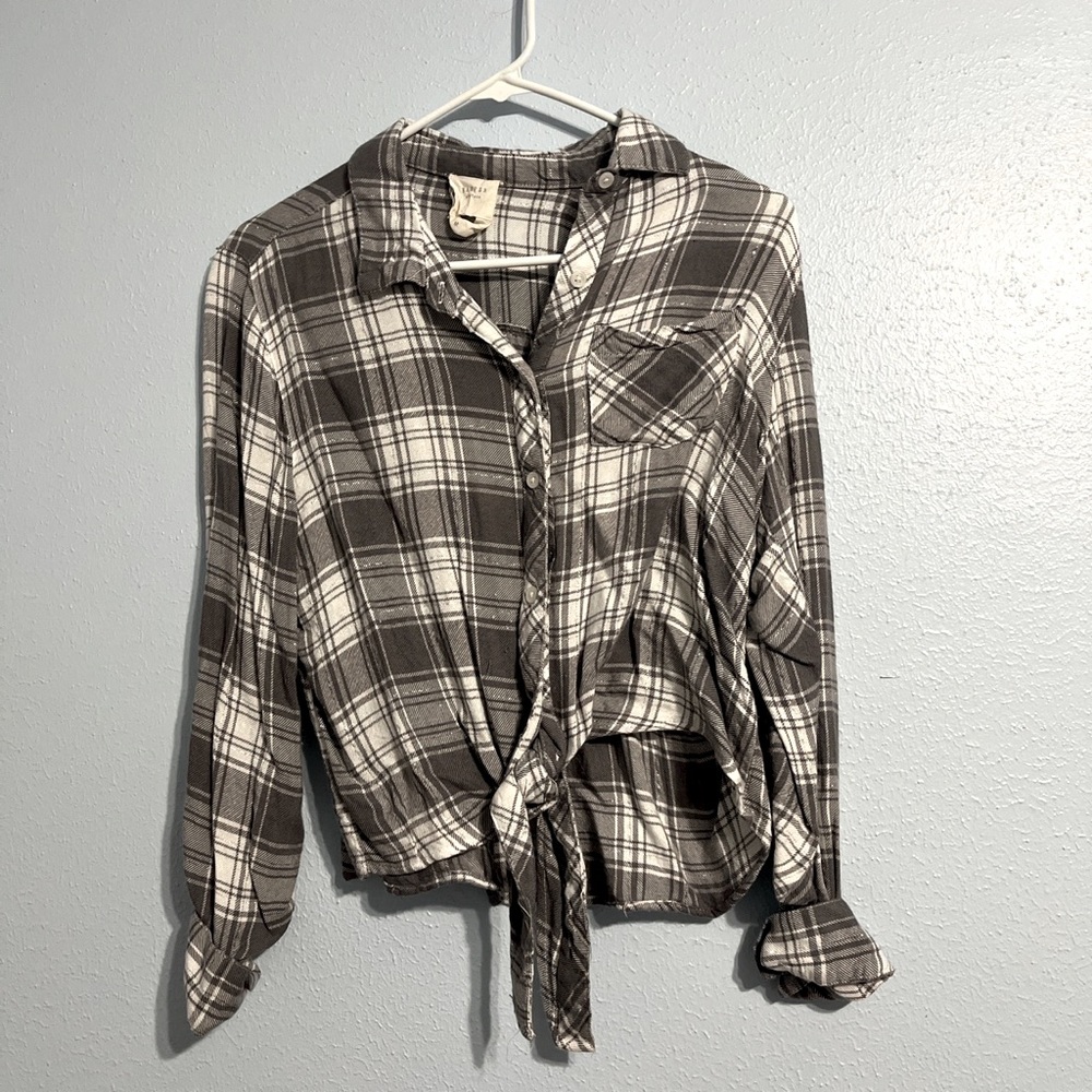 Gray/White Flannel with Tie in M